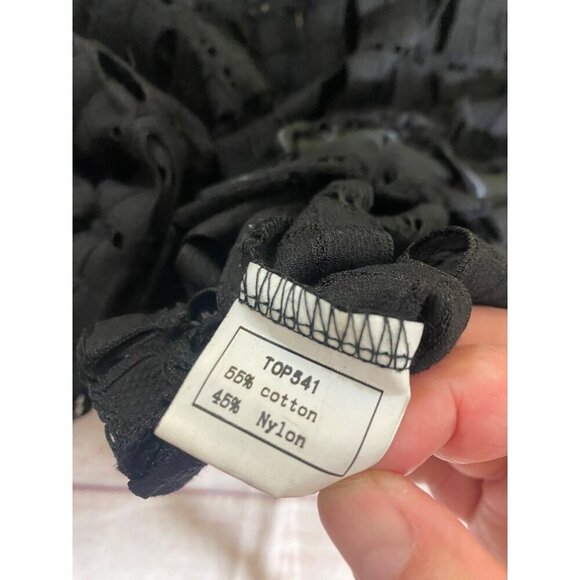 Tov Los Angeles Women's Black Cut Our Long Sleeve Pull Over Crop Top - 44 - Picture 13 of 16